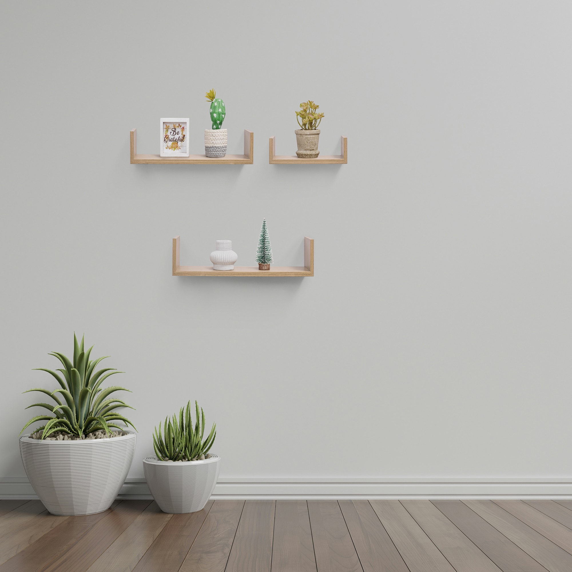 Floating Shelves 14" Wall Mounted Wood Shelves For Bathroom, Bedroom, Living Room, Kitchen, Hanging Shelf For Books/Storage/Decor With Invisible Brackets, Maple_voghion.com